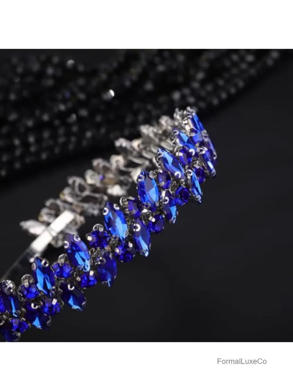 Blue Crystal Rhinestone Headband Wedding Hair Accessory Women